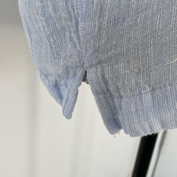 Tahari Blue European Linen Blouse sz S Relaxed Fit Breezy Summer Lagenlook - Picture 4 of 9